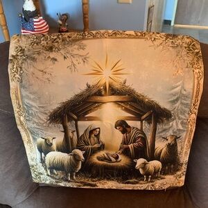 Nativity Scene Holiday Pillow Cover
